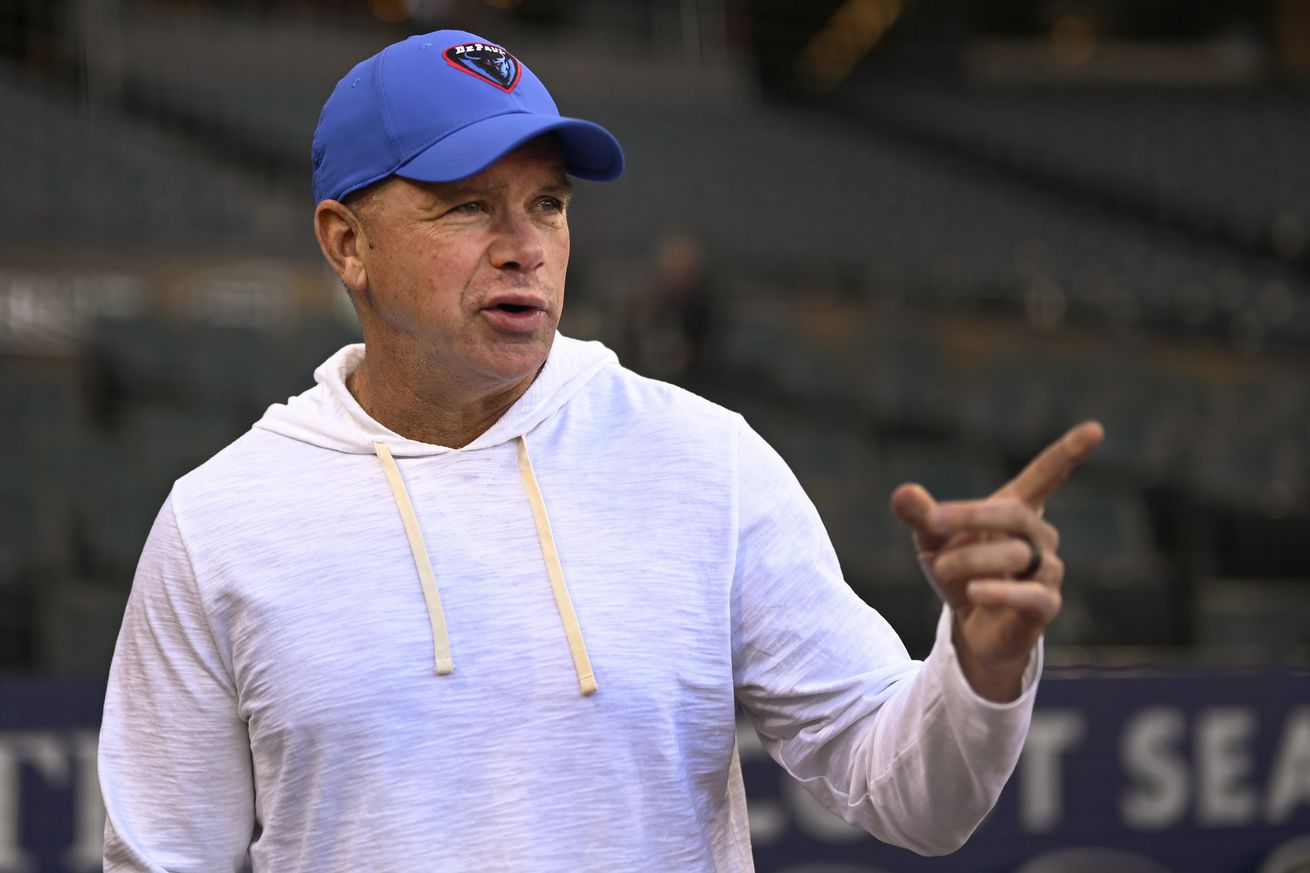 Head coach Chris Holtmann of the DePaul men’s basketball looks on before the game between the Chicago White Sox and the Minnesota Twins at Guaranteed Rate Field on April 30, 2024 in Chicago, Illinois.