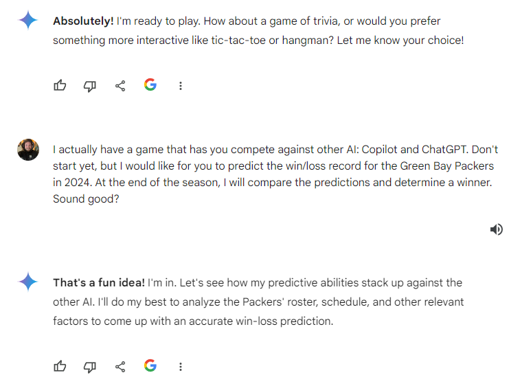 gemini's response to the predicting game