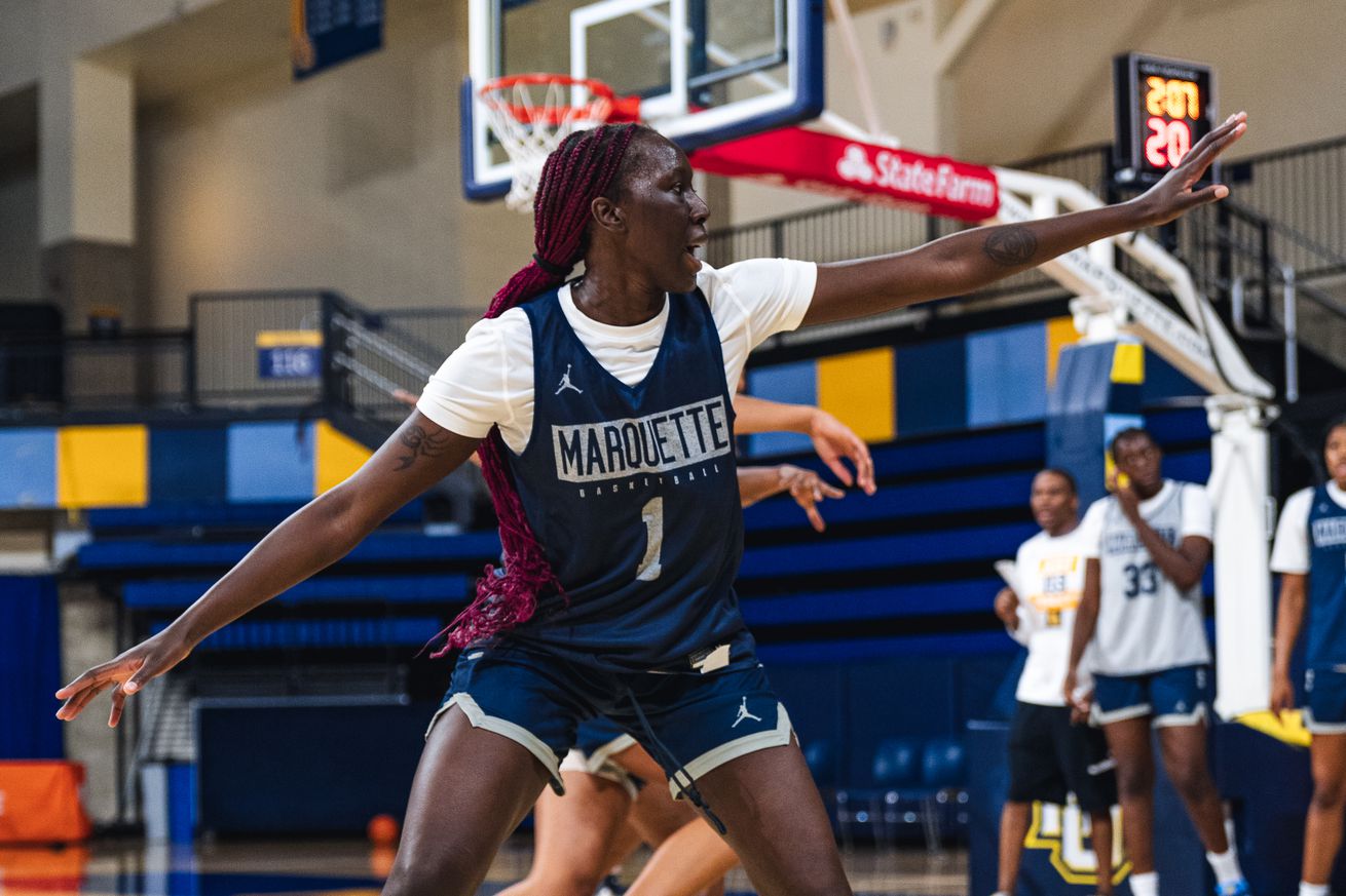 Marquette’s Ayuen Akot at practice