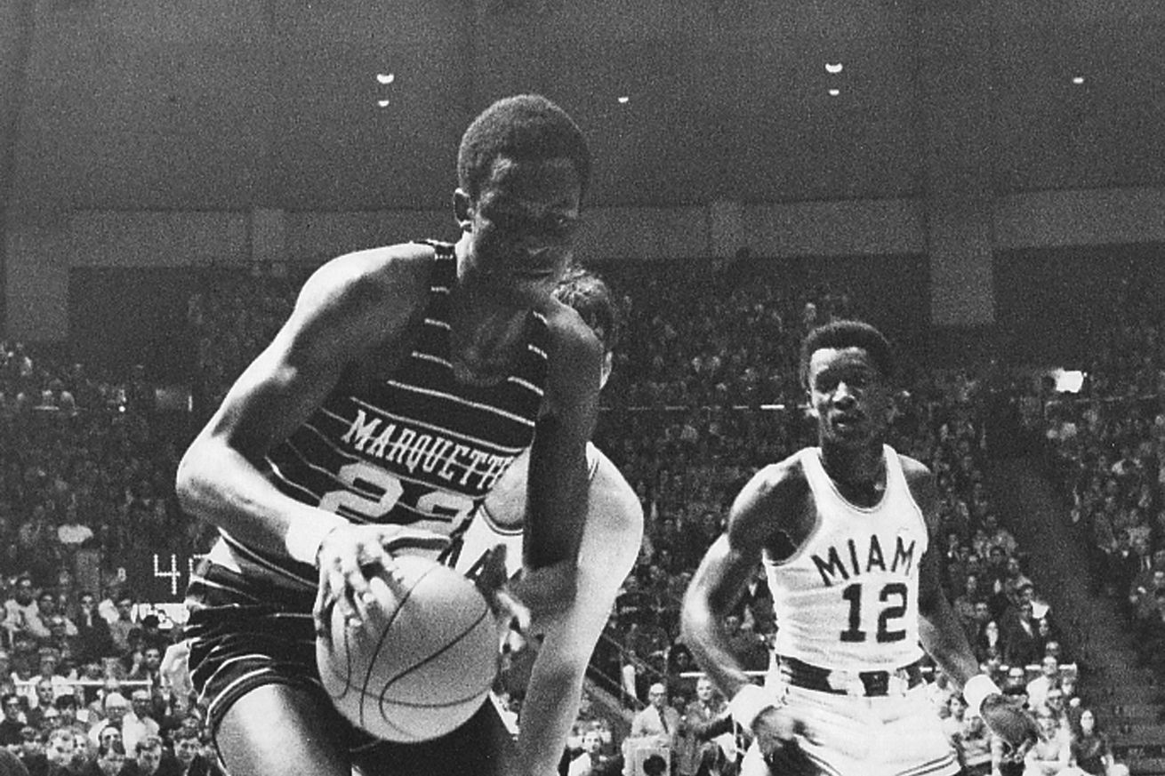 Marquette center Jim Chones in action against Miami.