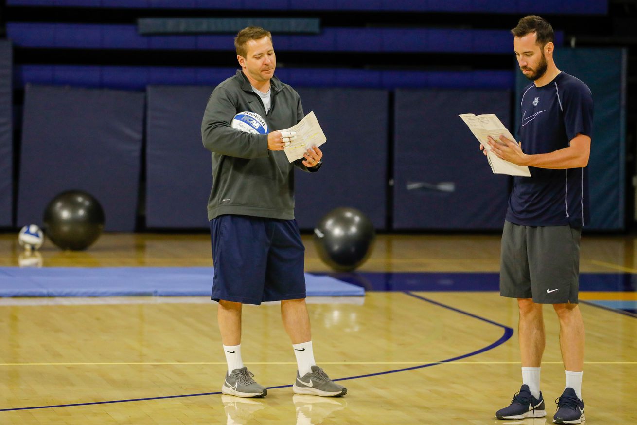 Marquette volleyball head coach Ryan Theis at practice.