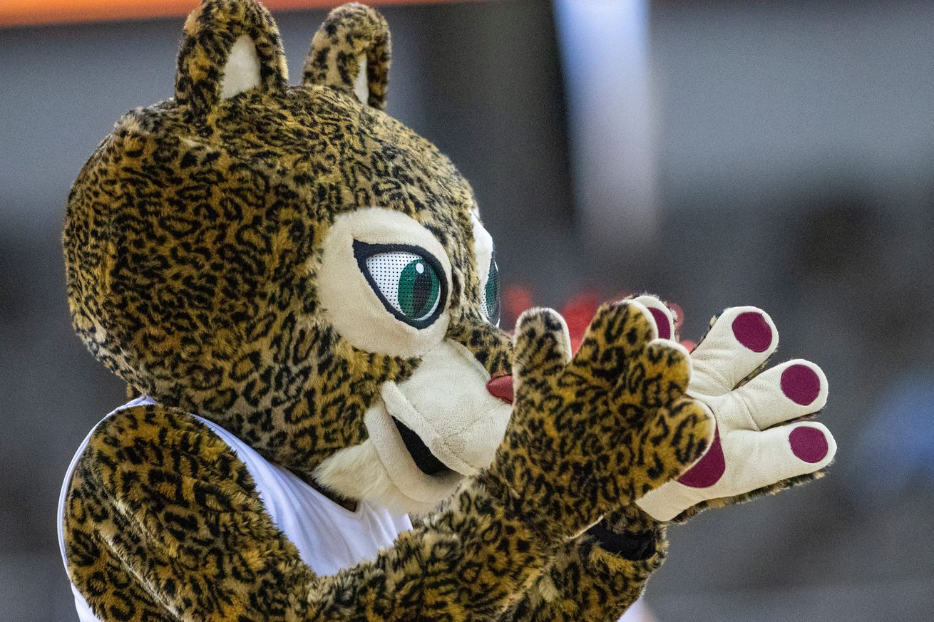 The IU Indy mascot Jazzy, Tuesday, March 8, 2022, during Horizon League tournament women s finals action from Indianapolis Indiana Farmers Coliseum. IUPUI won 61-54