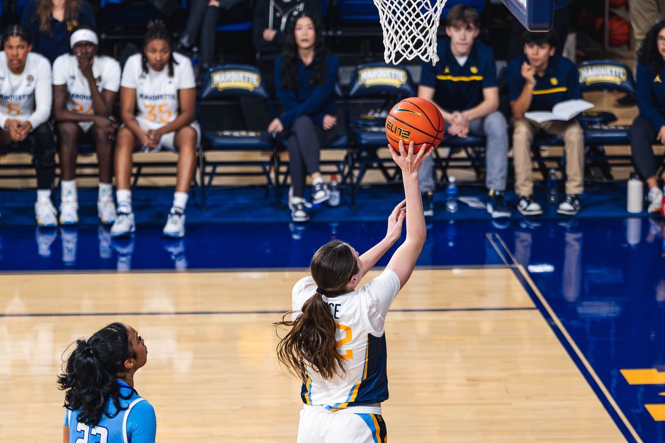 Marquette’s Halle Vice shoots a layup against Indiana State on December 3, 2024.