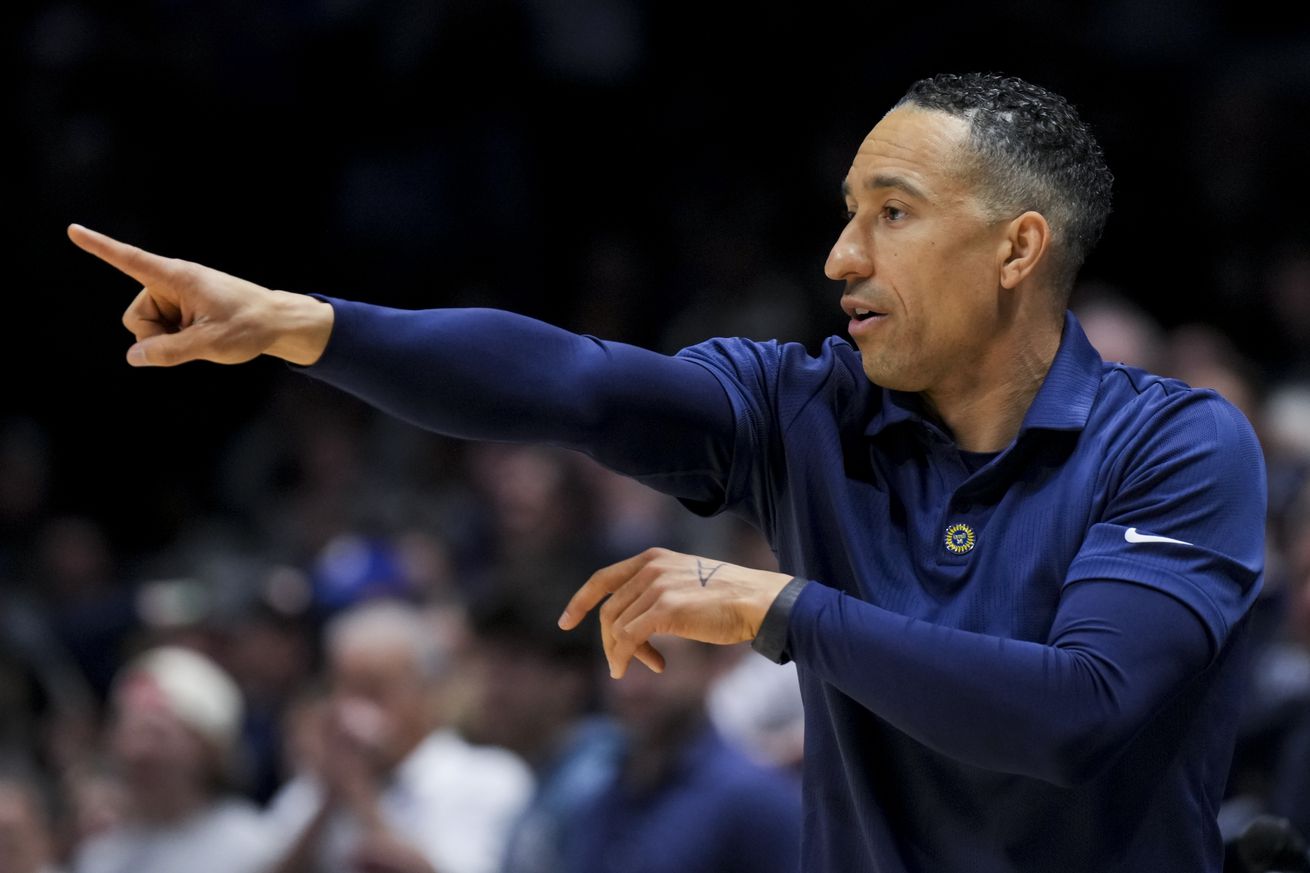  Marquette Golden Eagles head coach Shaka Smart works the sideline against the Xavier Musketeers in the second half at Cintas Center.