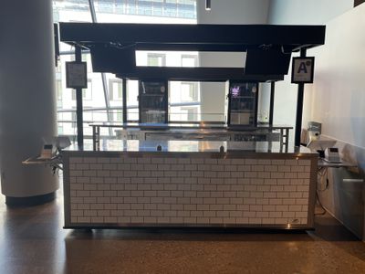 A closed concession stand at Fiserv Forum.