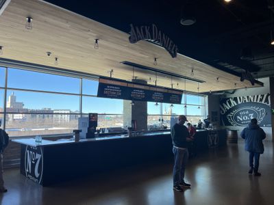 A closed Jack Daniel’s themed bar at Fiserv Forum.