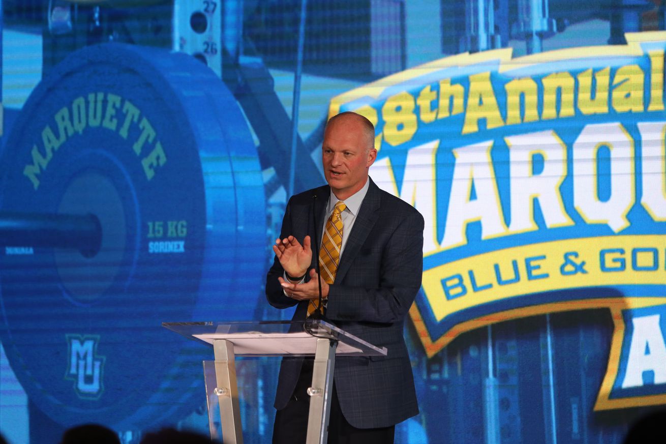 Marquette’s Mike Broeker at the Blue & Gold Auction in 2019.