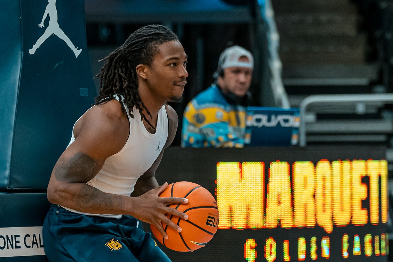 Marquette guard Sean Jones during pregame warmups for MU’s home game against Butler on December 18, 2024