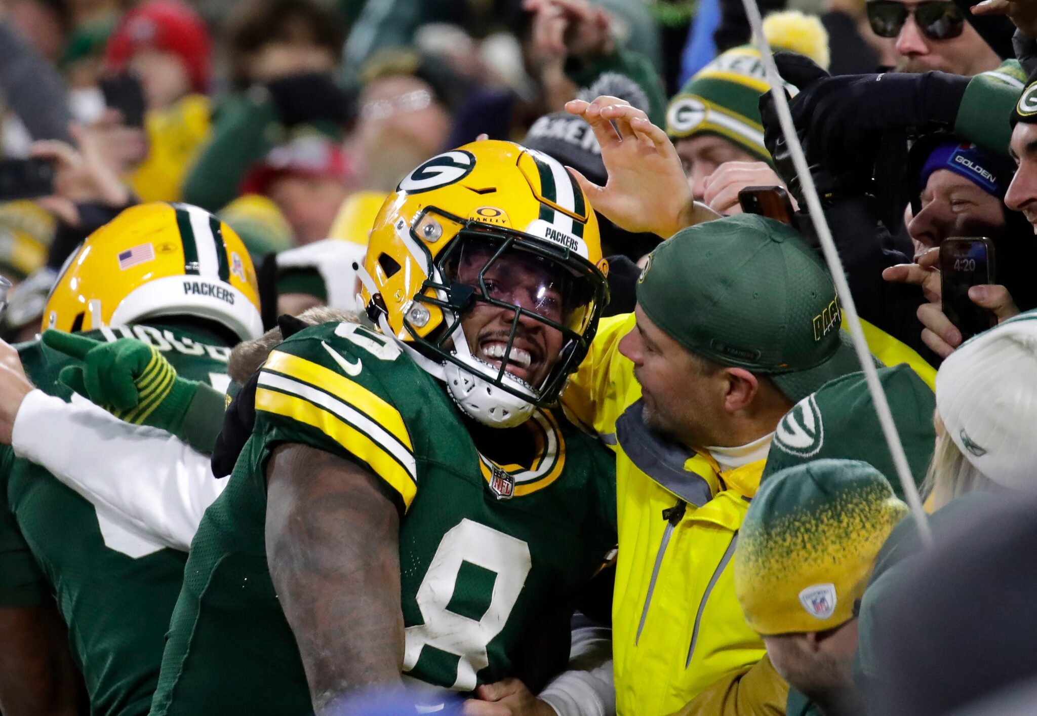 josh jacobs lambeau leap scaled | Game Day: Packers vs Dolphins - Frozen Turkey Edition