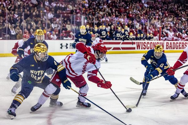 The Badgers defeated Notre Dame 7-3 at the Kohl Center Friday. February 21, 2025.