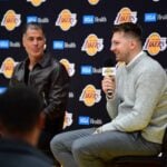 Los Angeles Lakers point guard Luka Doncic addresses reporters after Dallas Mavericks move him at 2024-25 NBA Trade Deadline