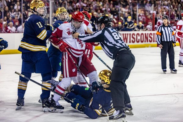 The Badgers defeated Notre Dame 7-3 at the Kohl Center Friday. February 21, 2025.